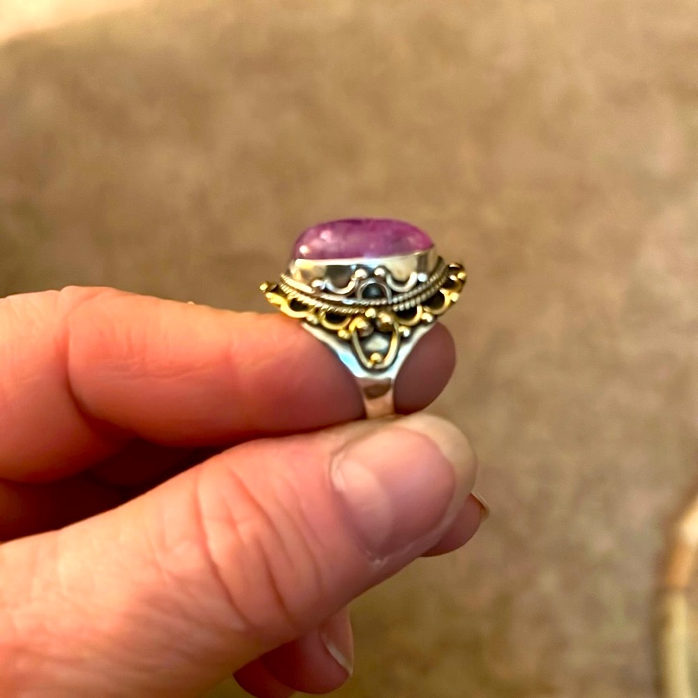 Pink moonstone Ring Size 5 - Picture 2 of 3